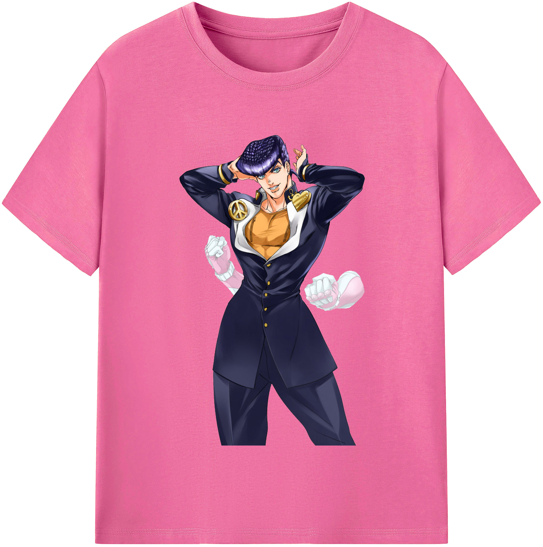 （画像用） ジョジョの奇妙な冒険 ひがしかた じょうすけ JoJo's Bizarre Adventure Higashikata Josuke レディースカジュアルプリントTシャツ（綿100％）